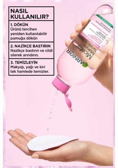 Garnier Micellar Makyaj Temizleme Suyu 400ml, 24 Saat Nemlendirme, Hassas Ciltler İçin