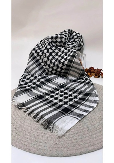 Pamuklu Puşi Poşu Kefiye Şal Erkek Kadın Unisex Siyah
