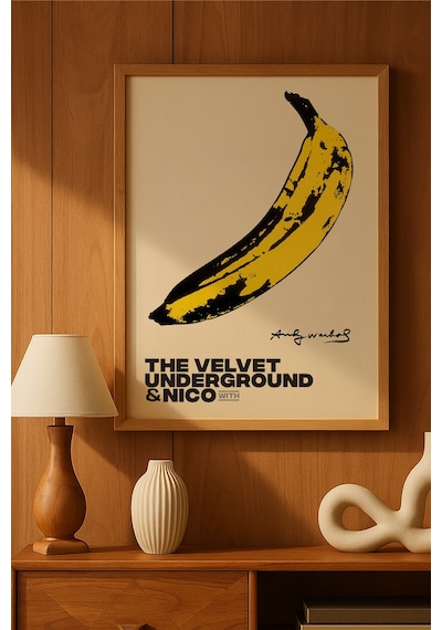 Banana Ahşap Çerçeveli Poster, Dekoratif Sanatsal Duvar Tablosu