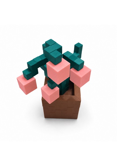 Piksel İnci Çiçeği Biblo - 3d Baskı, Minecraft Esintili Pembe