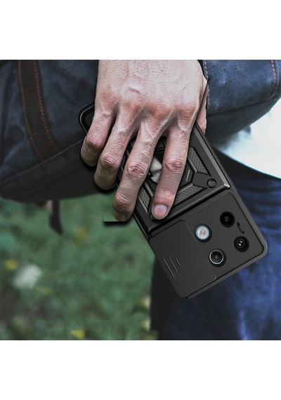 Zore Redmi Note 13 Pro 5g Kılıf Magnetik Standlı Kamera Korumalı Ogaa Sürgülü Vega Kapak - Mavi