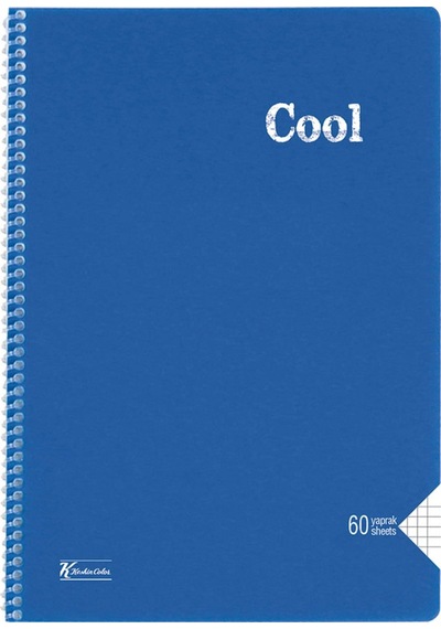 K.Color A4 60 Yaprak Kareli Pp Kapak Spiralli Cool Defter