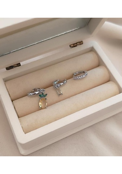 Küpe 3lü Set Kararmaz Çelik 316l Yonca Model Rose Gold Küpe Diğer