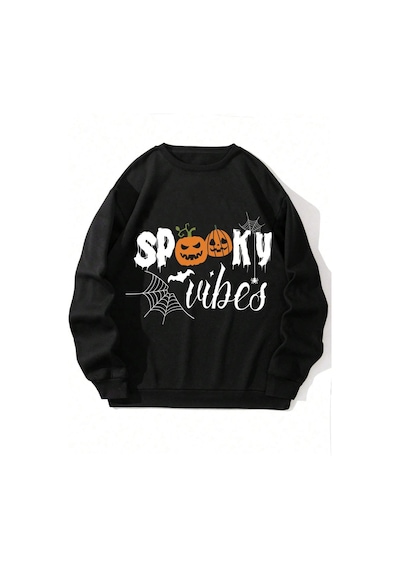 Tarzsokak Nıtagut Halloween Print Sweatshirt Siyah