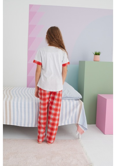 Siyah İnci Pamuklu Örme Pijama Takım 24117039 Çok Renkli