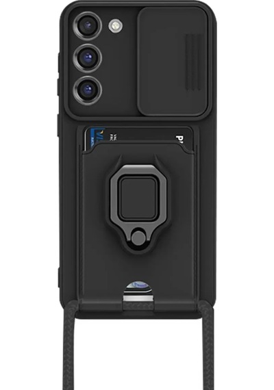 Newface Samsung Galaxy S23 Plus Kılıf Zuma Kartvizitli Yüzüklü Silikon - Siyah