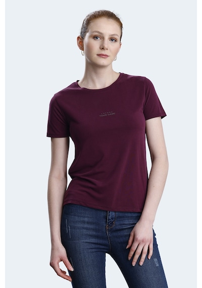 Slazenger Paytons 5 Li Set Kadın Tişört Ekru - Siyah - Koyu Gri - Mürd