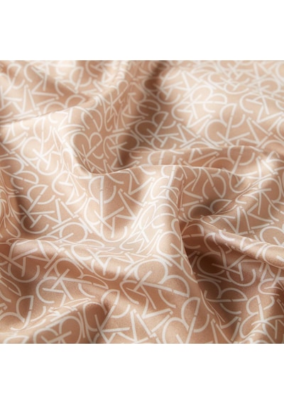 İpek Evi İpekevi Twill İpek Eşarp - Typo Monogram - Koyu Krem