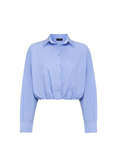 Antioch Crop Poplin Kadın Gömlek Bebe Mavi