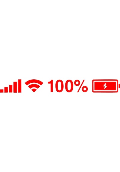 Batarya Pil Wifi Icon Oto Sticker 17x17 Cm Kırmızı