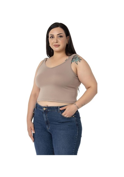 Disentis Büyük Beden Askıları Büzgülü Drapeli Crop Vizon Body-vizon Vizon
