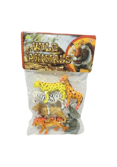 Vahşi Hayvan Ayakta Duran 6 Parça Aslan Zebra Zürafa Fil Puma Kaplan
