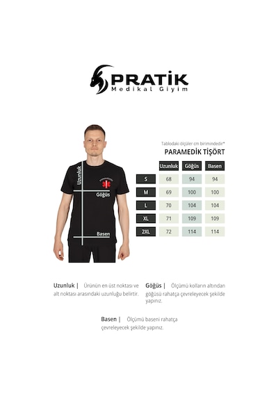 Siyah Paramedik Bisiklet Yaka Tişört Unisex