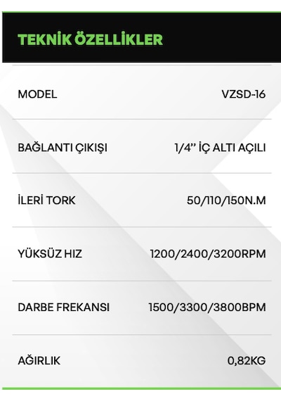 Voltz VZSD-16 Akülü Tornavida