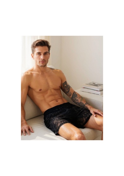Qmen Style Erkek Dantel Boxer Siyah