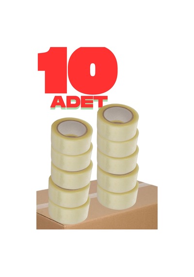 10 Adet Yüksek Mukavemetli 45 Mmx100 Mt Şeffaf Koli Bandı Kopmaz Ve Güçlü Yapışkanlı Paketleme Bandı