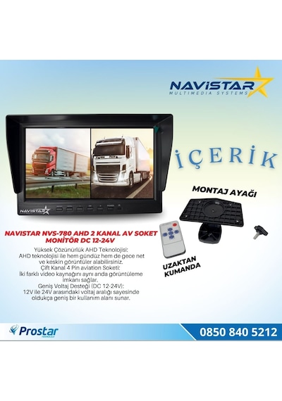 Kayıtlı 7 İnç İkiye Bölen 2 Kanal Split Ahd 1080p/720p Destekli 4 Pin 256 Gb Sd Destekli Monitör