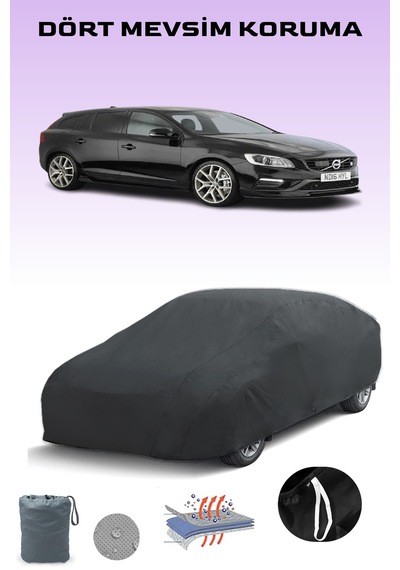 Siyah Volvo V60 Polestar 2014 - 2021 Araba Brandası, Oto Örtüsü, Araba Çadırı Siyah