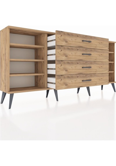 Arges Konsol 6 Raflı 4 Çekmeceli 176x30x83 Çam-çam/çam Çam/çam Arges Konsol 6 Raflı 4 Çekmeceli 176x30x83 Çam-çam/çam Çam/çam