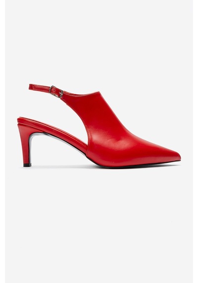 Luvishoes Rosalıe Kırmızı Cilt Sivri Burunlu Kadın Topuklu Ayakkabı