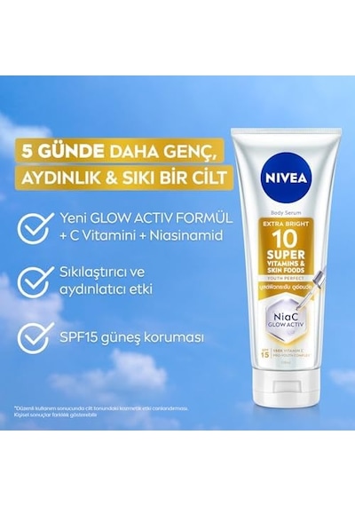 Super10 Serum Etkili Vücut Losyonu Spf15 170 Ml, Aydınlatıcı, Sıkılaştırıcı, Nemlendirici, C Vitamini, Niasinamid