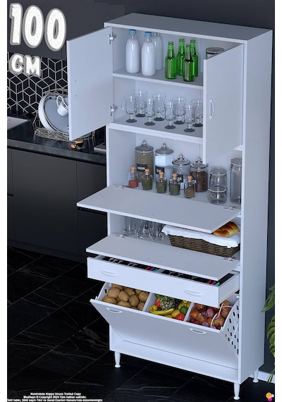 Zümra 100 Cm Beyaz Fırın Dolabı Patates Soğan Saklama Dolabı Çok Amaçlı Kiler Banyo Dolabı 100x226 Zümra 100 Cm Beyaz Fırın Dolabı Patates Soğan Saklama Dolabı Çok Amaçlı Kiler Banyo Dolabı 100x226