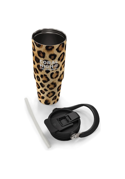Coral High Kahverengi Leopar Desenli Pipetli Ve Direkt İçim Çelik Termos 900 Ml 38719 Kahverengi