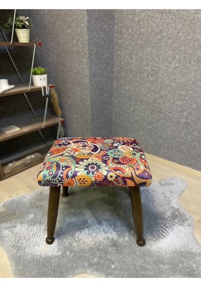 Trend Ceviz Retro Ahşap Ayak Uzatma Pufu Makyaj Koltuğu Bench Tabure