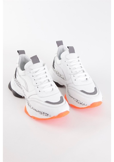 Negro Beyaz Hakiki Deri Kadın Sneaker-Beyaz