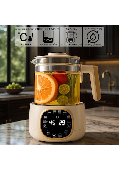 Mioji Mio K99 Çok Fonksiyonlu Isı Kontrolü LED Ekranlı Elektrikli Mama Kettle