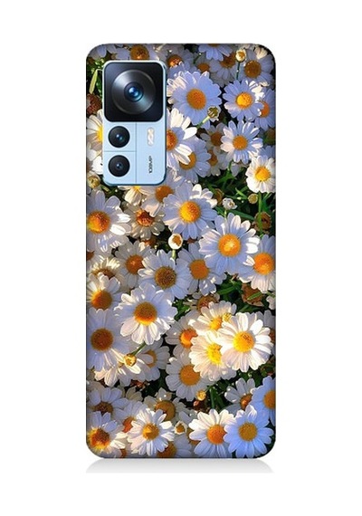 Xiaomi Mi 12t Pro Uyumlu Beyaz Papatyalar Desenli Silikon Kılıf