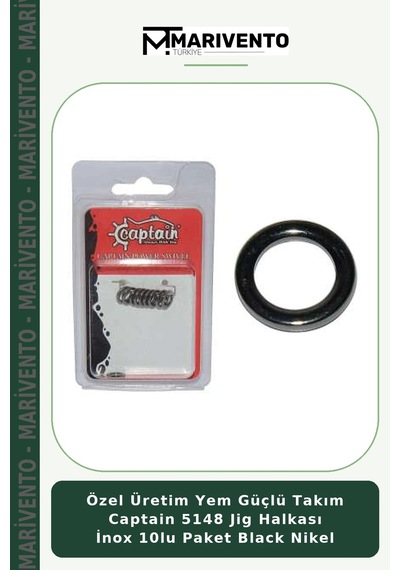 Özel Üretim Yem Güçlü Takım Captain 5148 Jig Halkası İnox 10lu Paket Black Nikel 0.60 Mm