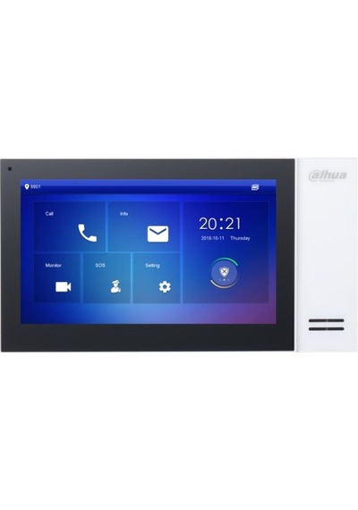 Dahua VTH2421FW-P 7" TFT LCD Dokunmatik Ekran Çok Yönlü Mikrofon Villa Tipi Intercom İç Ünite Bayaz Kasa