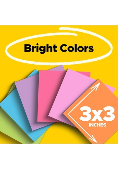 Süper Yapışkan Notlar, Çeşitli Parlak Renkler, 7,62 X 7,62 Cm, 15 Ped/paket, 45 Yaprak/ped, 2 X Yapıştırma Gücü, Geri Dönüştürülebilir 654-15sscp , Çok Renkli Okul Malzemeleri Ve Ofis Malzemeleri, Yapışma Gücünün 2x