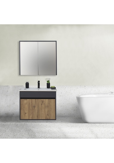 Aras Tk. Asma Alt+üst+lavabo Antrasit/ Atlantik Çam 80 Cm