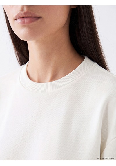 Lcw Comfort Beyaz Dantel Detaylı Soft Touch Kadın Sweatshirt