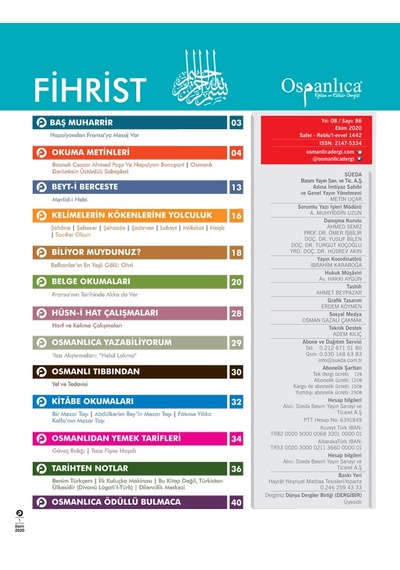 Ekim 2020 Osmanlıca Dergisi N11.5733