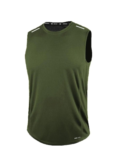 Genius Store Erkek Nem Emici Hızlı Kuruma Atletik Teknik Performans Sporcu Sıfır Kol T-shirt Drıfıt-sıfırkol Haki
