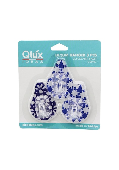 Qlux L-00292 Lilyum Yapışkanlı Askı 3'lü Set - Mika Kristal Plastik Diğer