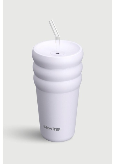 Stevig 3 Bubble Two-cap Straw Tumbler Çelik Termos 600 Ml Lilac Hint St-245 Lila