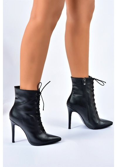 Fox Shoes Siyah Ince Yüksek Topuklu Kadın Bot L372493509