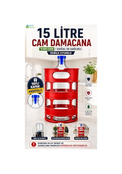 15 Litre Cam Damacana %100 Cam Sebil Ve El Pompası Uyumlu Yaylı Kapak Hediyeli Doğal, Sağlıklı Ve Dayanıklı Şeffaf