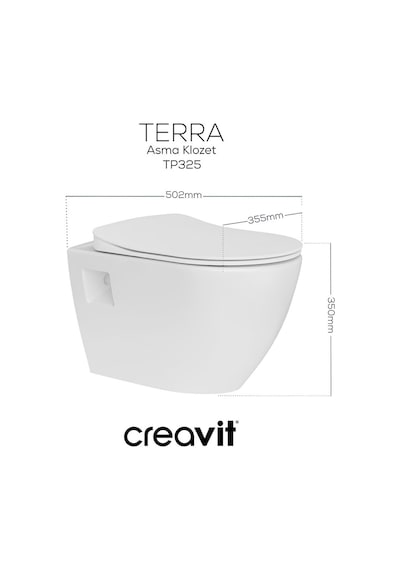 Tp325 Terra Asma Klozet + Creavit Yavaş Kapanır Kapak Beyaz