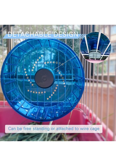 Hamster Egzersiz Tekerleği, Sessiz Spinner Hamster Koşu Tekerlekleri, Çap 21 Cm, Mavi