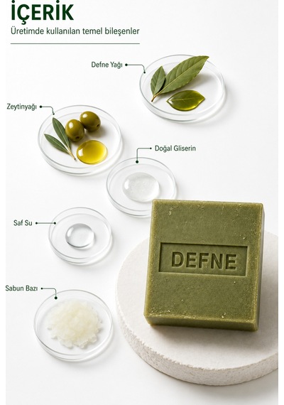 Defne Sabunu 4'lü Paket 480 Gr Zeytinyağlı Defne Yağı Ve Gliserin İçeren Defne Sabunu
