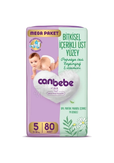 3 Adet Canbebe Bebek Bezi Mega Paket Junior 80'li