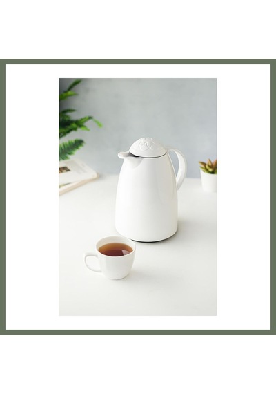 Bezos 1 Lt Isı Yalıtımlı Çay Ve Soğuk Su Termosu Soft Beyaz 12 Saat Sıcak Tutar& İçi Camdır Bezos1