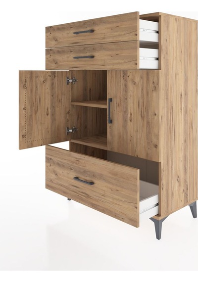 Hyperion Dolap 2 Raflı 3 Çekmeceli 2 Kapaklı 88x44x134 Çam-çam Atlas Çam