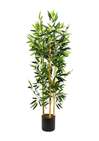 Yapay Çiçekçiniz Yapay Yoğun Yapraklı Dekoratif Bambu Ağacı 3 Gövde 120cm