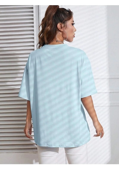 Startmore Çiçekli Kamera Baskılı Oversize T-shirt Garalio Bebe Mavisi